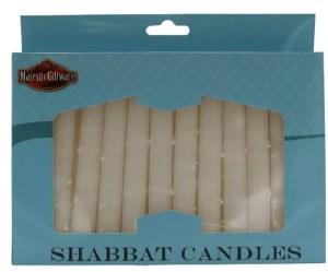 Picture of Shabbos Candles Handcrafted Drops Design White 5.5" 12 Count